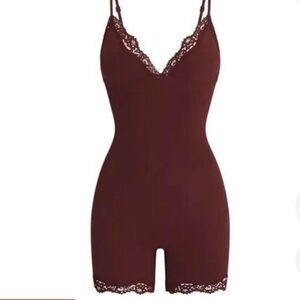 SKIMS Burgundy Lace Onesie